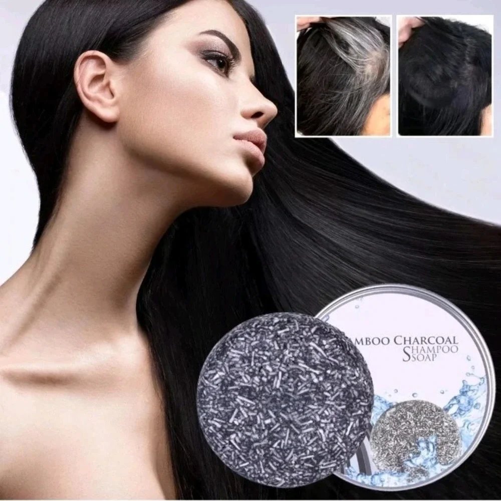 2 Pack Unisex Grey Coverage Bar Shampoo Hair‎ Darkening Black Soap for Grey Hair